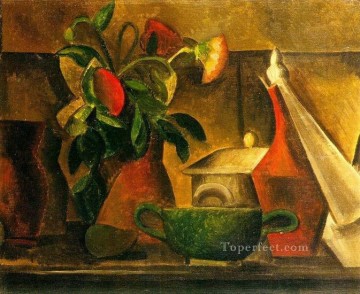 Naturaleza muerta con un ramo de flores 1908 cubista Pablo Picasso Pinturas al óleo
